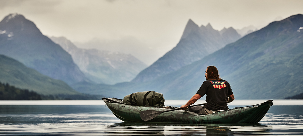 Filson waterproof bags on a canoe 